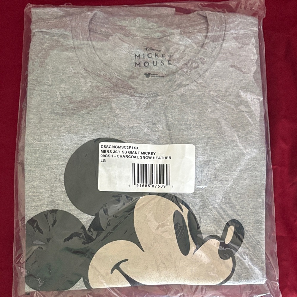 Disney Men’s Short-Sleeve Mickey Mouse Tee in Heather Gray and Black